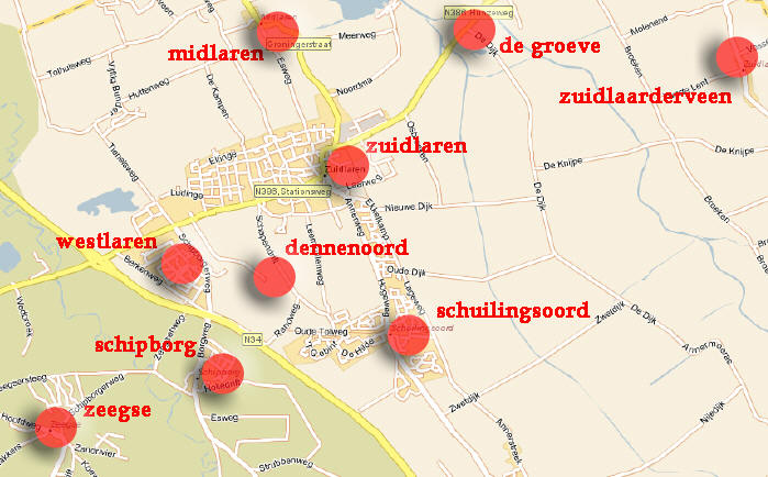 klik op de rode cirkels voor de foto's uit die plaats